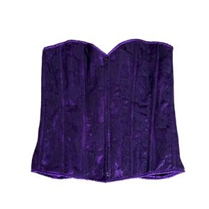 Daisy Corsets XXL Purple Black Satin Zip Up Back Lace Up Corset Top Lingerie